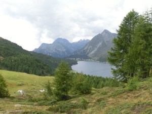 Blick auf den Lej da Segl, Schweiz, Alpine Bike Tour