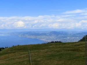 Blick auf den Lac Léman, Schweiz, Alpine Bike Tour