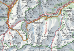 Kartenausschnitt Alpine Bike Etappe 7, Disentis/Mustér - Andermatt; Quelle: http://map.mountainbikeland.ch