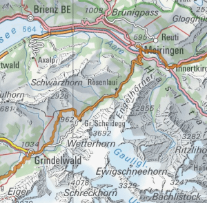 Kartenausschnitt Alpine Bike Etappe 9, Meiringen - Grindelwald; Quelle: http://map.mountainbikeland.ch