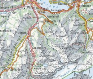 Kartenausschnitt Alpine Bike Etappe 11, Interlaken - Adelboden; Quelle: http://map.mountainbikeland.ch