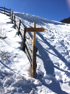 Wegweiser Winterweg, von der Talstation Prämajur zur Höferalm, Südtirol
