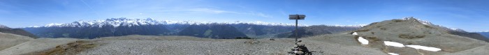 360° Panorama von oberhalb der Köpflplatte (2410 m), Vinschgau, Südtirol