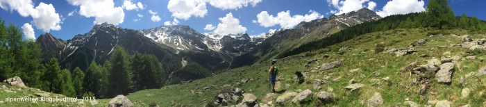 Panorama im Laaser Tal, bei Oberer Laaser Alm, Vinschgau, Südtirol