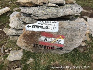 Markierung Wanderweg Nr. 6 zum Zerminiger, Vinschgau, Südtirol