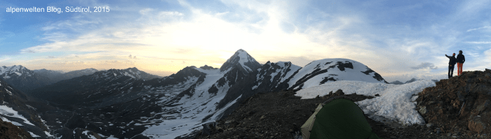 Abendliches Panorama über die Königspitze (3859 m), Südtirol
