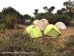 Die Zelte unserer Gruppe im Machame Camp (3.010 m), Kilimanjaro, Tanzania