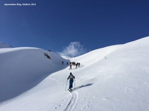 Firnverhältnisse beim Aufstieg zum Grionkopf im Rojental, Vinschgau, Südtirol